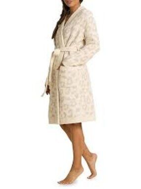 NWT: Barefoot Dreams CozyChic® Knit In the Wild Leopard Print Short Robe Size XL